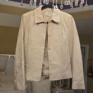 Dana Buchman Beige Leather Jacket